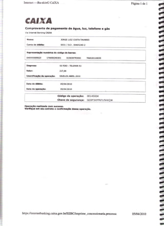 Prestação de Contas - Março 2010