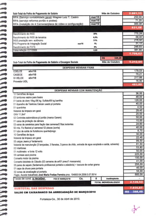 Prestação de Contas - Março 2010