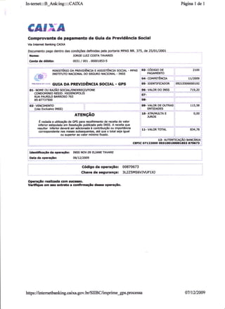 Prestação de Contas - Novembro 2009