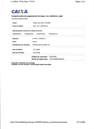 Prestação de Contas - Novembro 2009