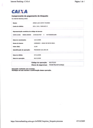 Prestação de Contas - Novembro 2009