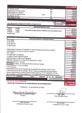 Prestação de Contas - Novembro 2009