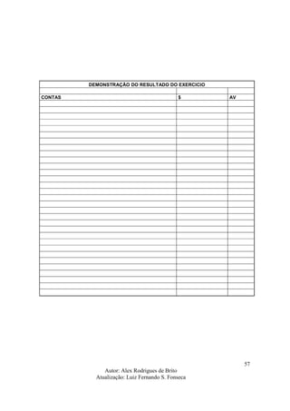 Autor: Alex Rodrigues de Brito
Atualização: Luiz Fernando S. Fonseca
57
DEMONSTRAÇÃO DO RESULTADO DO EXERCICIO
CONTAS $ AV
 