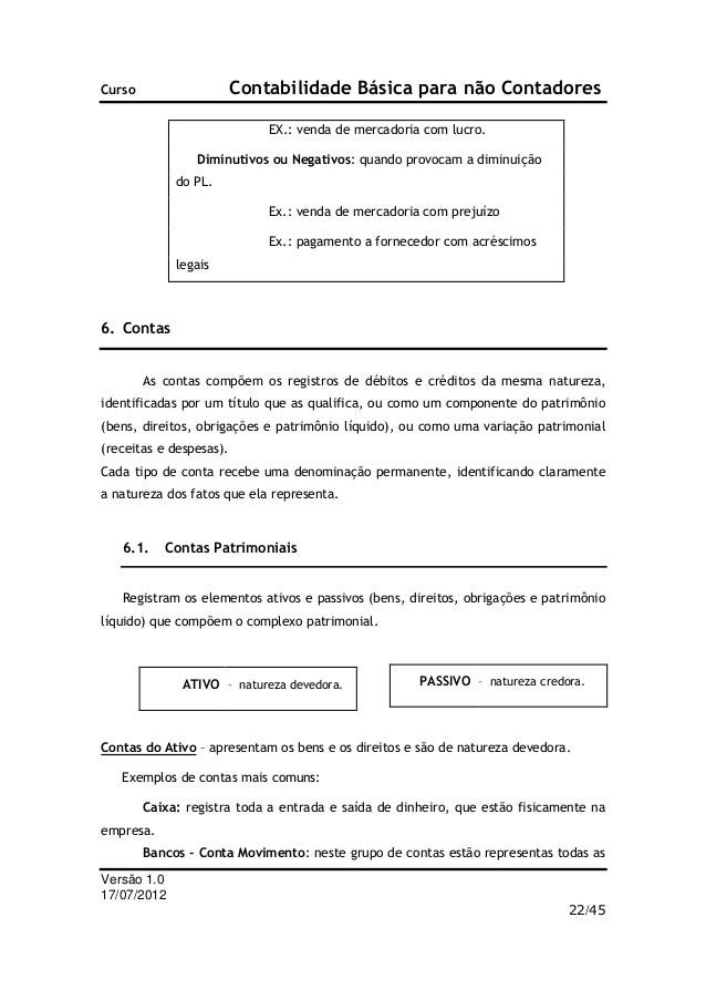 Curso contabilidade para nao contadores