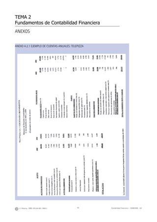TEMA 2
Fundamentos de Contabilidad Financiera
45
ANEXO A.2.1 EJEMPLO DE CUENTAS ANUALES: TELEPIZZA
J. J. Alcarria - ISBN: 978-84-691-1809-2 Contabilidad Financiera I - 2008/2009 - UJI
ANEXOS
 
