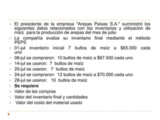 ASIENTO CONTABLECuando los materiales se adquieren:Cuando los materiales se utilizan en producción