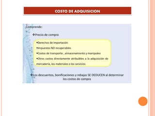 COSTO DE ADQUISICION
 