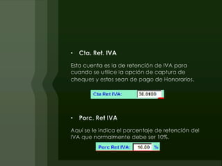 Cta. PasivoEl número de la primer cuenta de pasivo.Cta. CapitalEl número de la primer cuenta de capital.