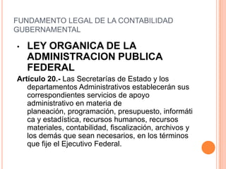 CATALOGO DE CUENTAS EN LA CONTABILIDAD GUBERNAMENTAL