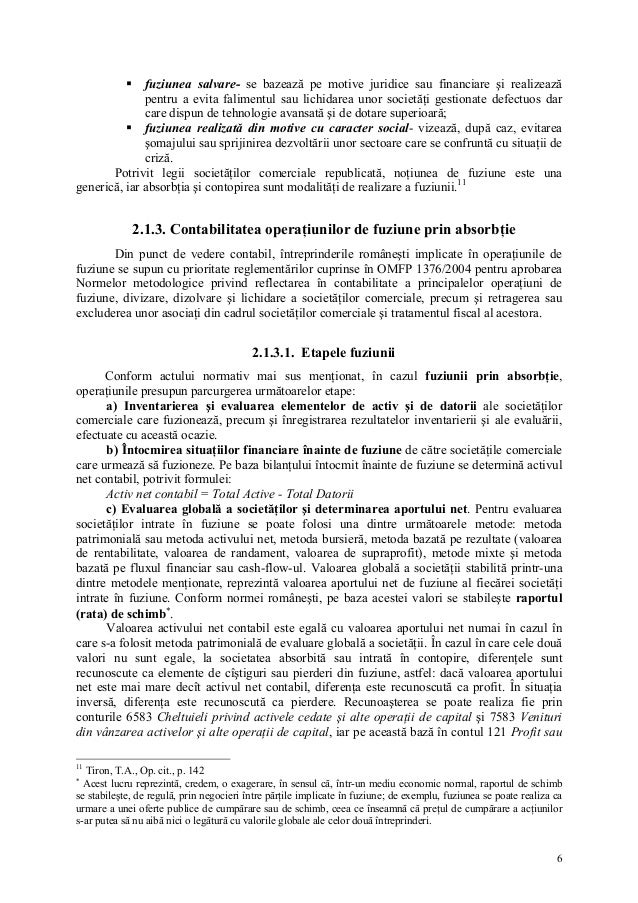 Contabilitatea Operatiunilor Privind Fuziunea