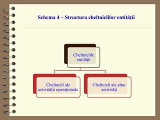 Schema 4 – Structura cheltuielilor entității
Cheltuielile
entității
Cheltuieli ale
activităţii operaţionale
Cheltuieli ale...
