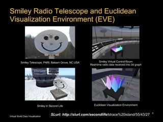 Smiley Radio Telescope and Euclidean Visualization Environment (EVE) SLurl: http://slurl.com/secondlife/ strace%20island/5...