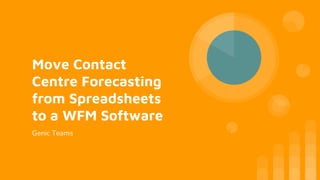 Move Contact
Centre Forecasting
from Spreadsheets
to a WFM Software
Genic Teams
 