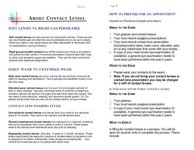 contact lens brochure by