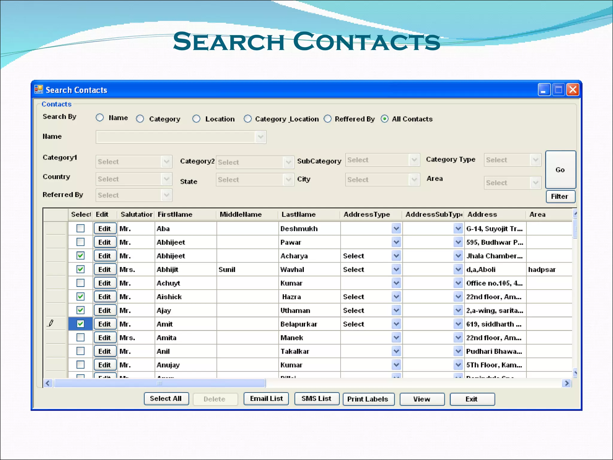 Search Contacts 