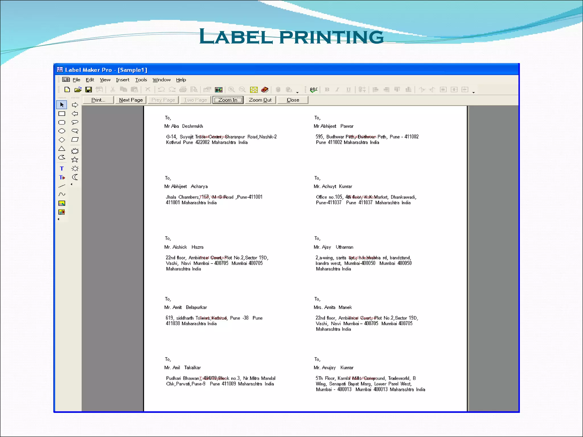 Label printing 