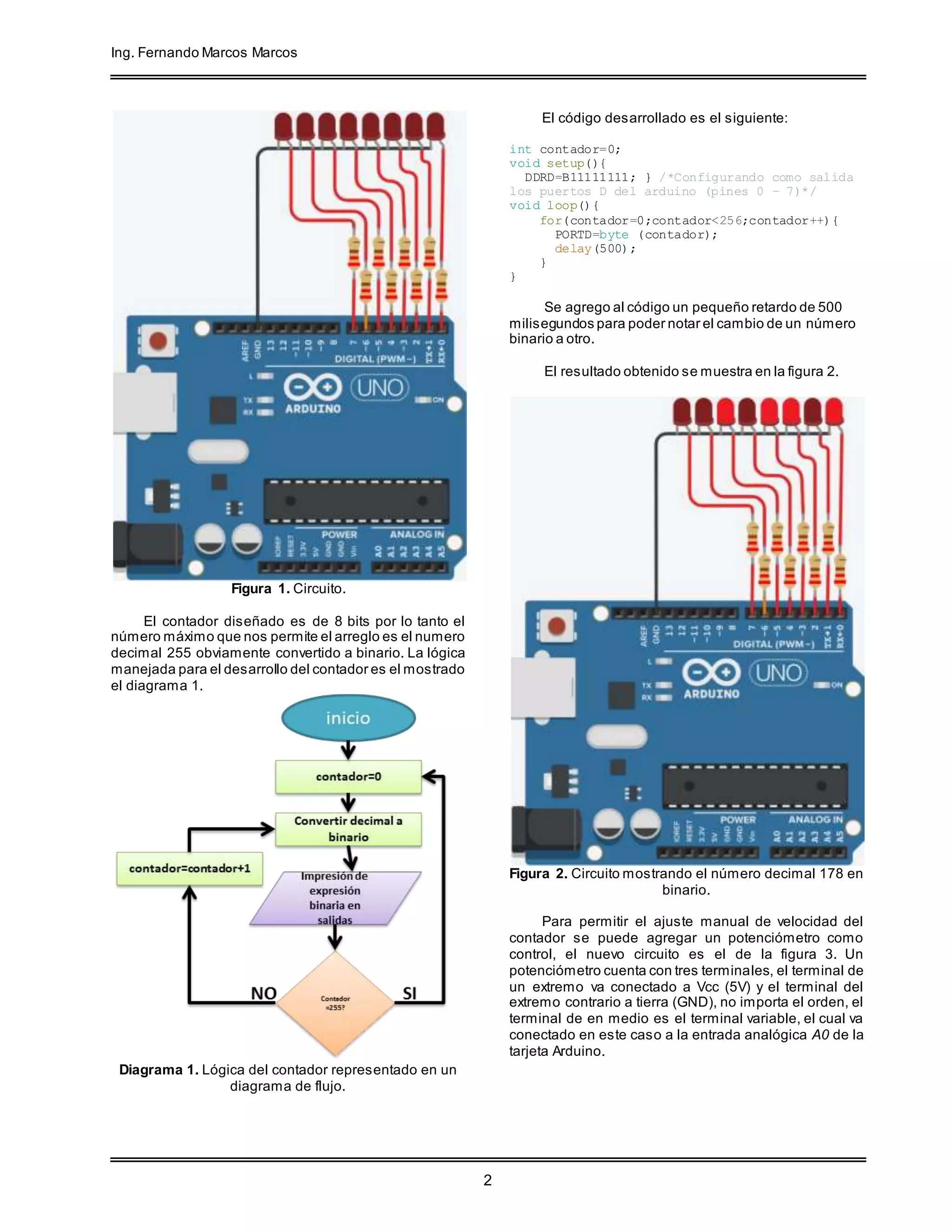 Contador Arduino CONTADOR BINARIO ASCENDENTE DE 8 BITS CON ARDUINO | DOCX