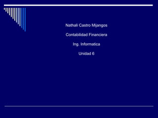 Nathali Castro Mijangos

Contabilidad Financiera

    Ing. Informatica

       Unidad 6
 