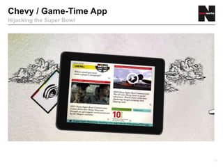 Chevy / Game-Time App
Hijacking the Super Bowl




                           12
 