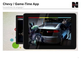 Chevy / Game-Time App
Incentives to engage /




                         13
 