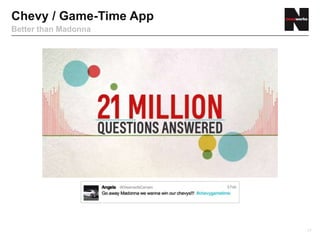 Chevy / Game-Time App
Better than Madonna




                        17
 