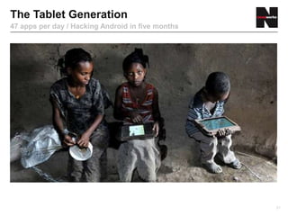 The Tablet Generation
47 apps per day / Hacking Android in five months




                                                   21
 