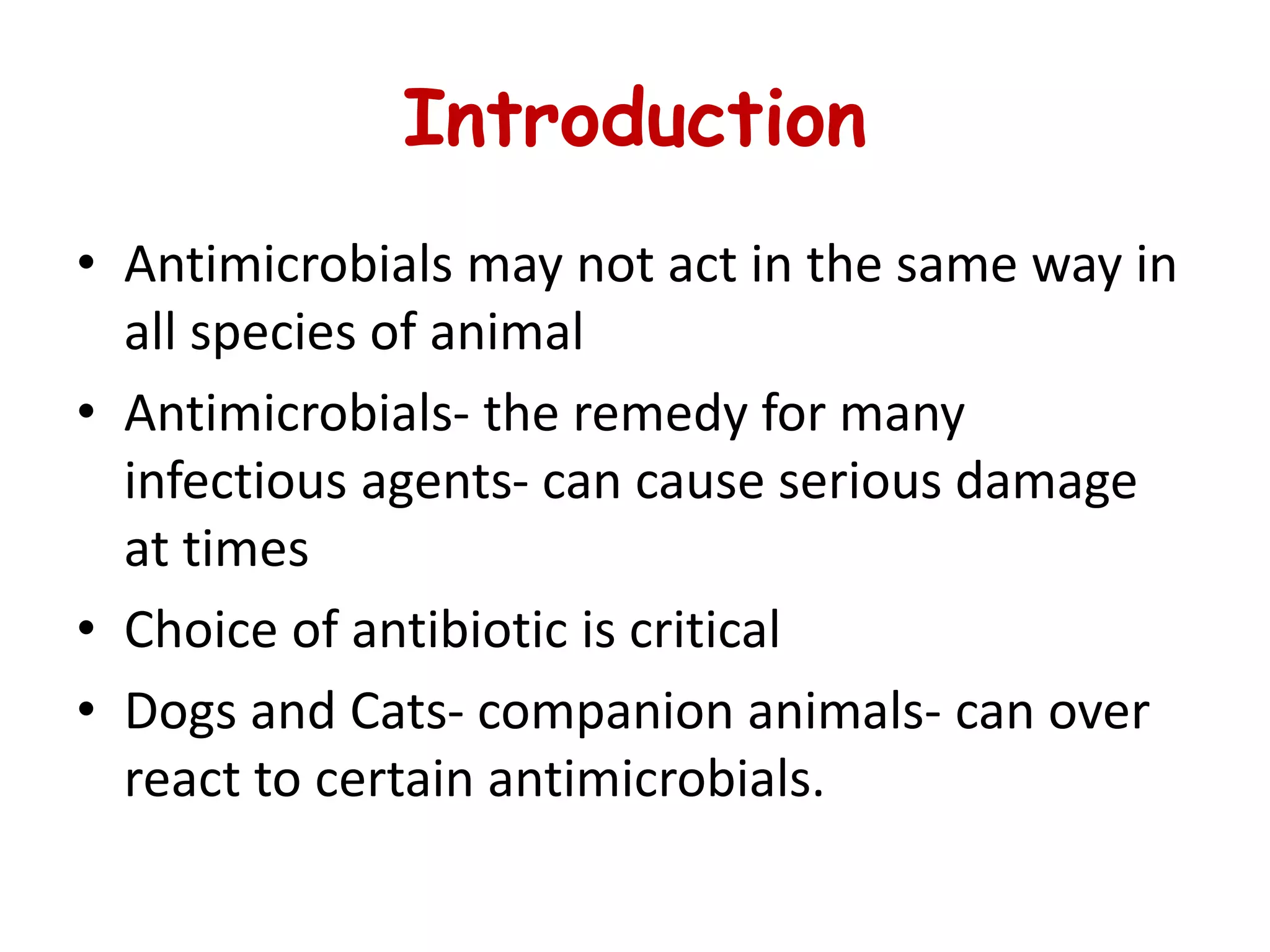 Antibiotics contraindicated in dogs & cats PPT