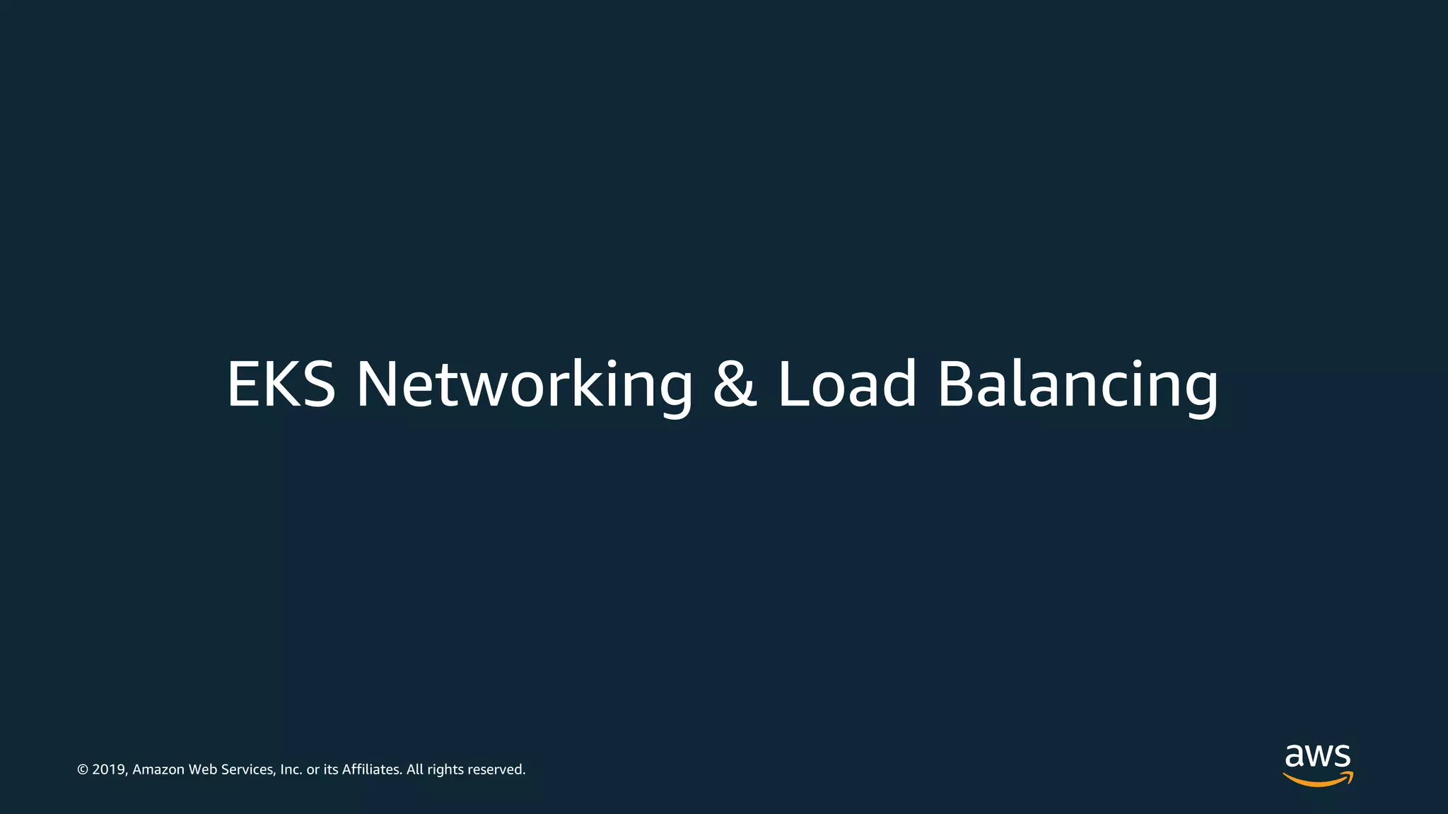 © 2019, Amazon Web Services, Inc. or its Affiliates. All rights reserved.
EKS Networking & Load Balancing
 