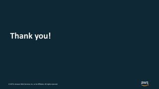 © 2019, Amazon Web Services, Inc. or its Affiliates. All rights reserved.
Thank you!
 