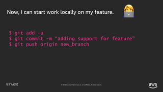 © 2018, Amazon Web Services, Inc. or its affiliates. All rights reserved.
$ git add -a
$ git commit -m “adding support for...