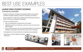 BEST USE EXAMPLES
LAURUS WING STUDENT HOUSING
Canberra, Australia
 Student housing for Canberra’s Australian National Univ...