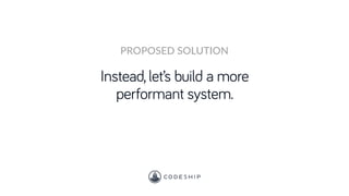 Instead, let’s build a more
performant system.
PROPOSED SOLUTION
 