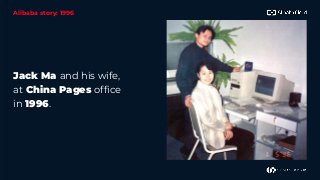 Alibaba story: 1996
Jack Ma and his wife,
at China Pages office
in 1996.
 