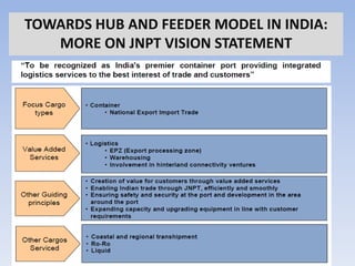 TOWARDS HUB AND FEEDER MODEL IN INDIA:
   MORE ON JNPT VISION STATEMENT
 