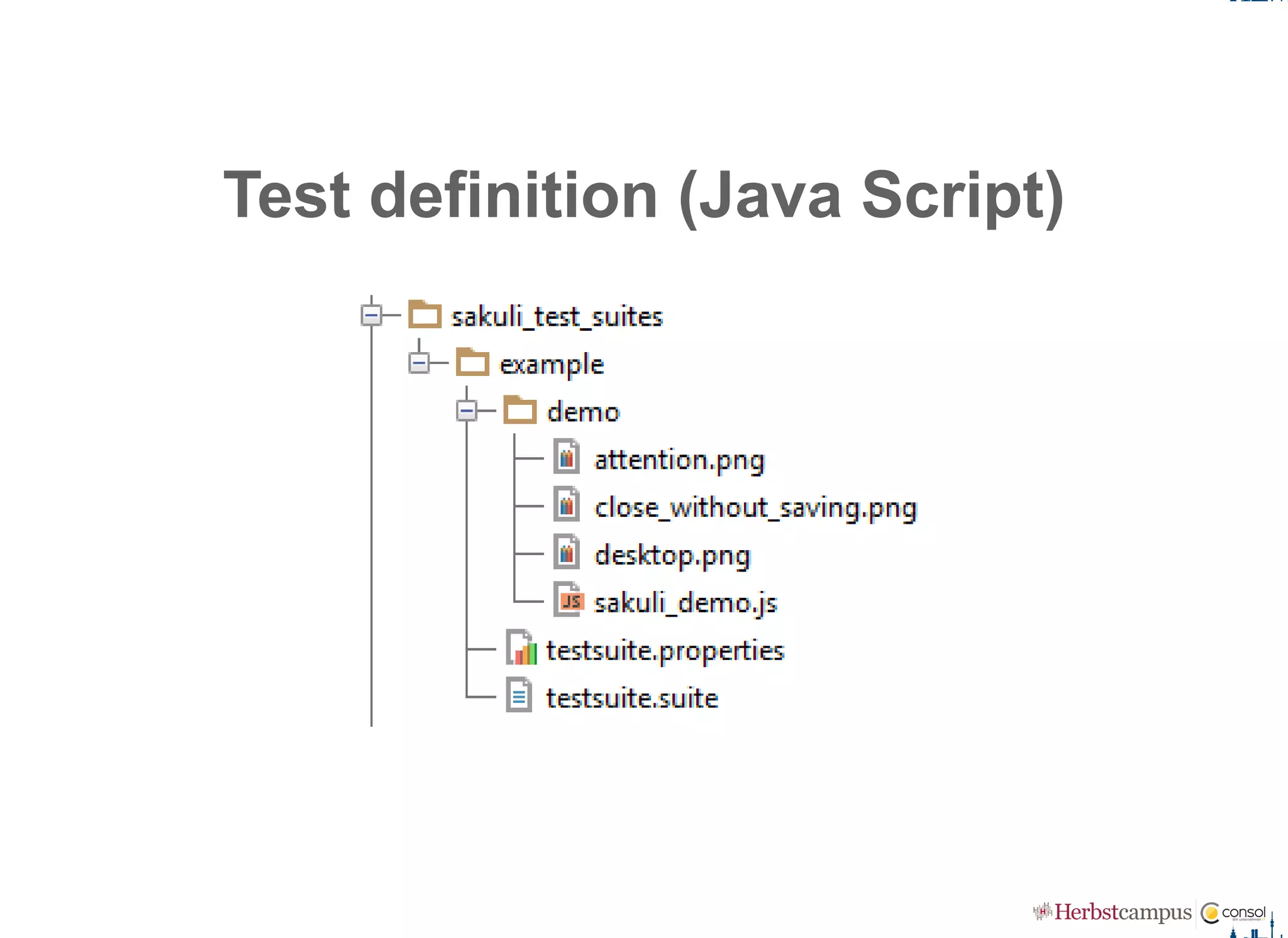 Test definition (Java Script)
 