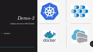 Demo-3
15
Deploy services inAKS Cluster
• kubectl
AKS Cluster creation
 