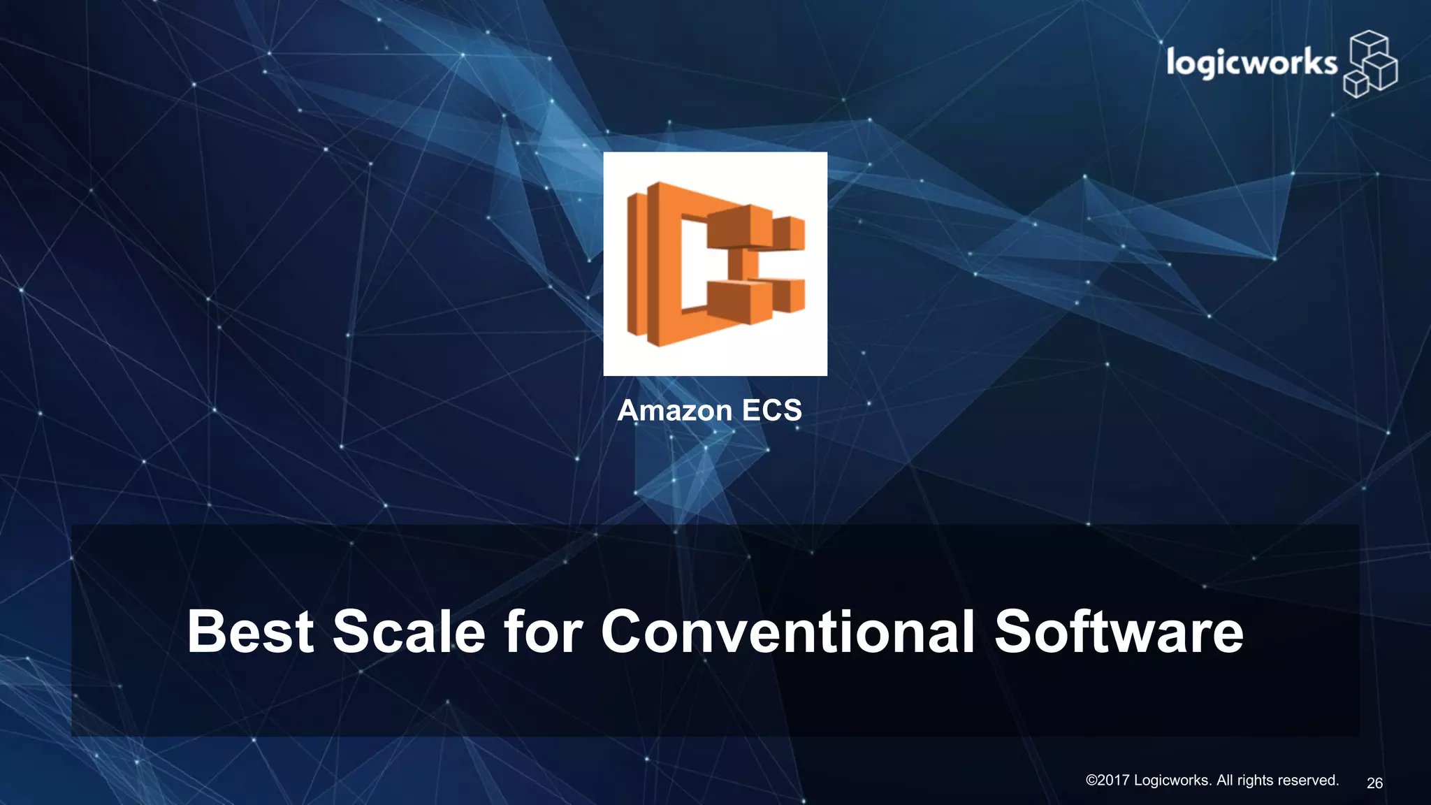 ©2017 Logicworks. All rights reserved. Best Scale for Conventional Software 26 Amazon ECS 