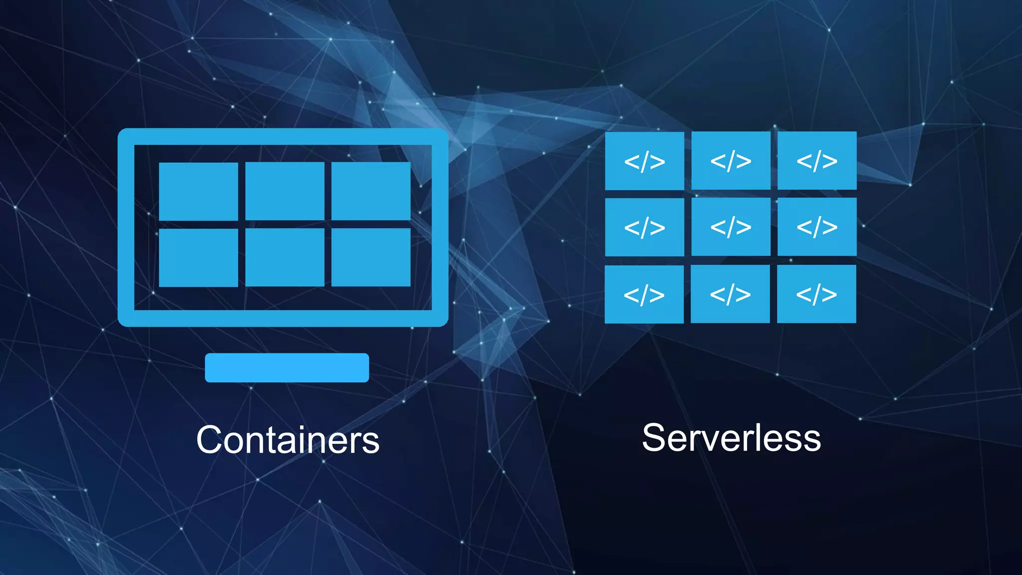 Containers Serverless </> </> </> </> </> </> </> </> </> 