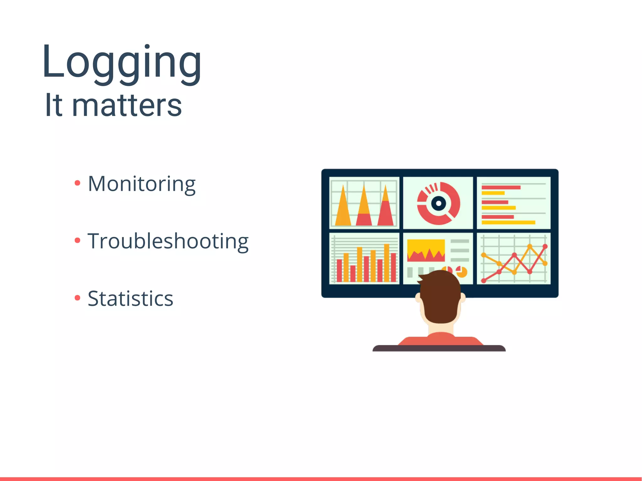 Logging
●
Monitoring
●
Troubleshooting
●
Statistics
It matters
 