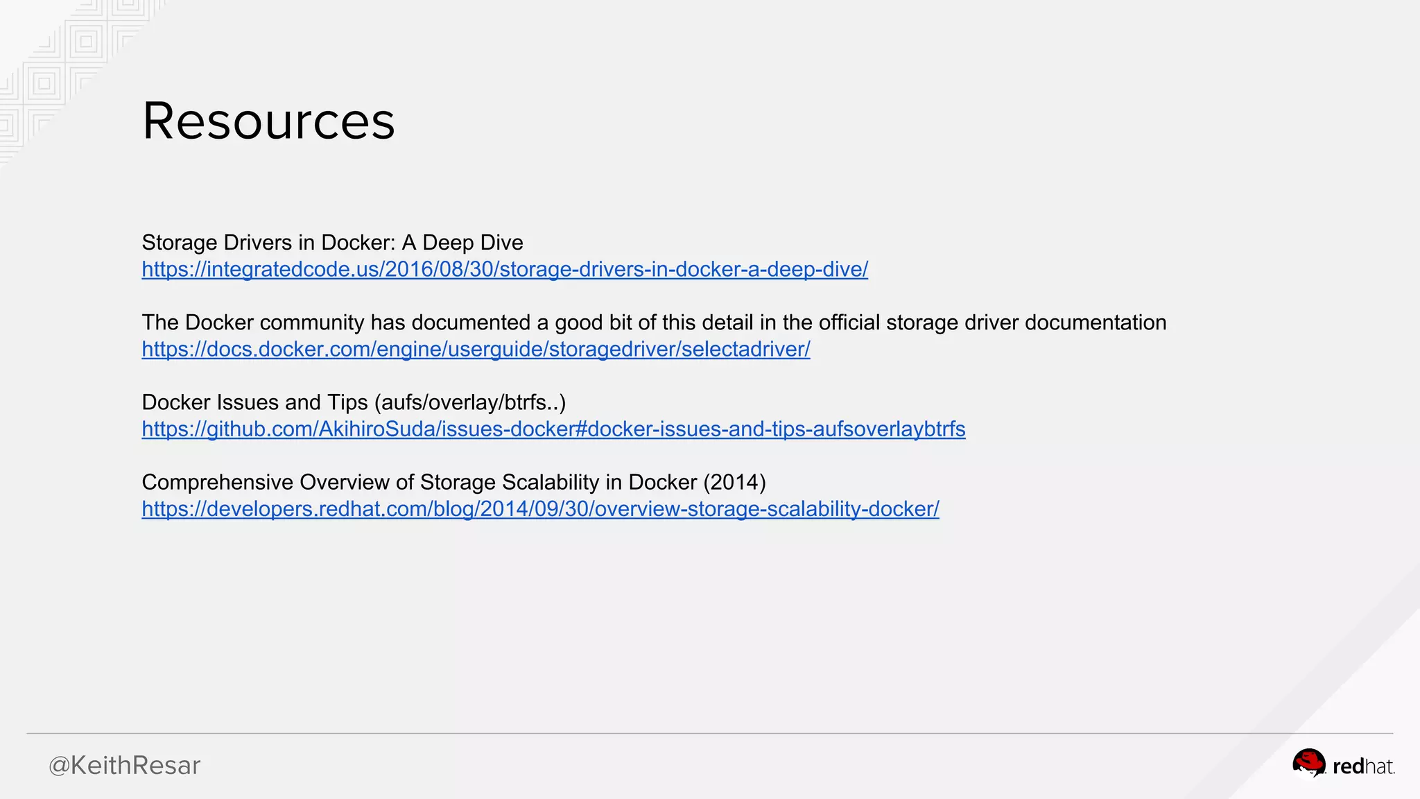 @KeithResar
Resources
Storage Drivers in Docker: A Deep Dive
https://integratedcode.us/2016/08/30/storage-drivers-in-docker-a-deep-dive/
The Docker community has documented a good bit of this detail in the official storage driver documentation
https://docs.docker.com/engine/userguide/storagedriver/selectadriver/
Docker Issues and Tips (aufs/overlay/btrfs..)
https://github.com/AkihiroSuda/issues-docker#docker-issues-and-tips-aufsoverlaybtrfs
Comprehensive Overview of Storage Scalability in Docker (2014)
https://developers.redhat.com/blog/2014/09/30/overview-storage-scalability-docker/
 