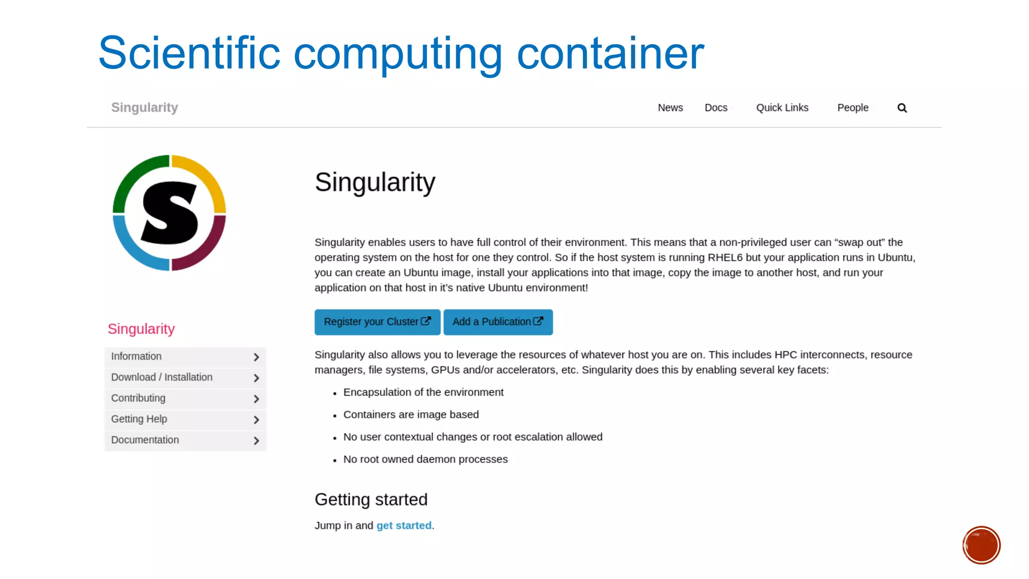 Scientific computing container
 
