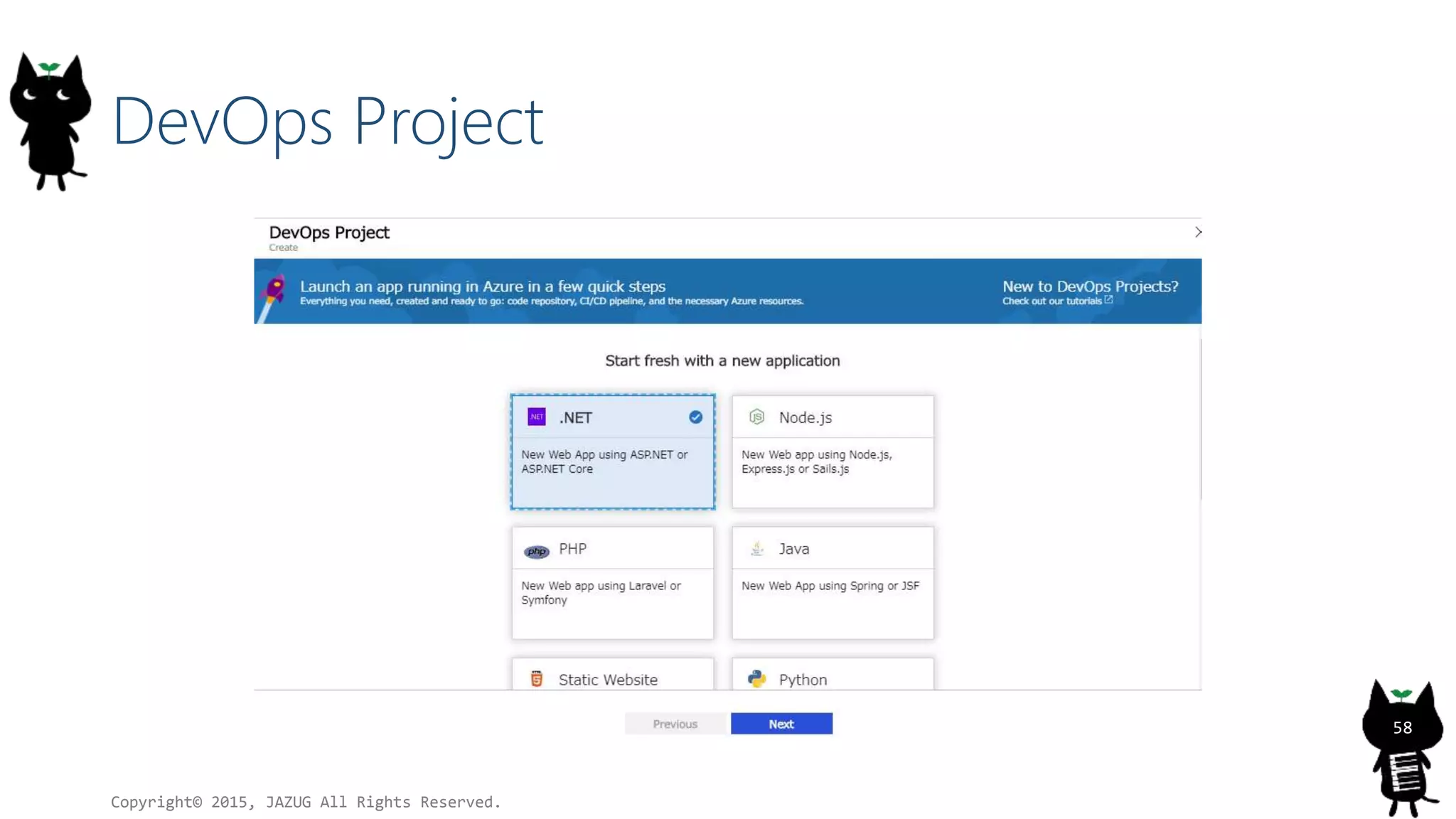 DevOps Project
Copyright© 2015, JAZUG All Rights Reserved.
58
 