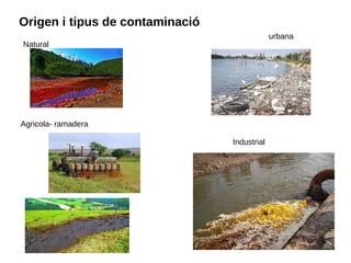 Origen i tipus de contaminació
Natural
urbana
Agricola- ramadera
Industrial
 