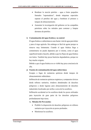 Contaminación ambiental en el mundo y en la región de cajamarca | DOCX