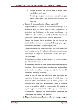 Contaminación ambiental en el mundo y en la región de cajamarca | DOCX
