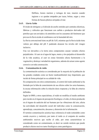 Contaminación ambiental en el mundo y en la región de cajamarca | DOCX