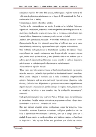 Contaminación ambiental en el mundo y en la región de cajamarca | DOCX