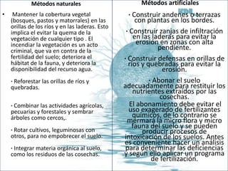 UrbanizaciónLa urbanización es el avance y crecimiento de las ciudades y la edificación de nuevas poblaciones, las que generalmente se ubican sobre suelo fértil. De esta forma se pierde el mejor suelo agrícola, se impide la recarga de los depósitos de agua subterránea y se destruye mucha microflora y microfauna que vive en el suelo. Una gran parte de los suelos con alto potencial agrícola de muchos países se encuentran dentro de límites urbanos y el rápido crecimiento de las urbes amenaza las tierras. 