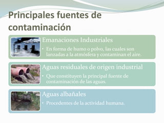 Principales fuentes de contaminación