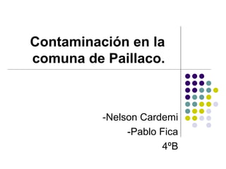 Contaminación en la
comuna de Paillaco.



          -Nelson Cardemi
               -Pablo Fica
                      4ºB
 